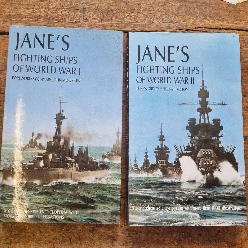 2 x Large Coffee Table Books - Jane's Fighting Ships of WWI and WWII