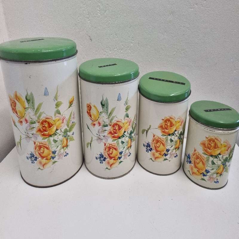 Set of 4 Vintage Goodhope Ware Tins - Floral Detail - Just Beautiful!!