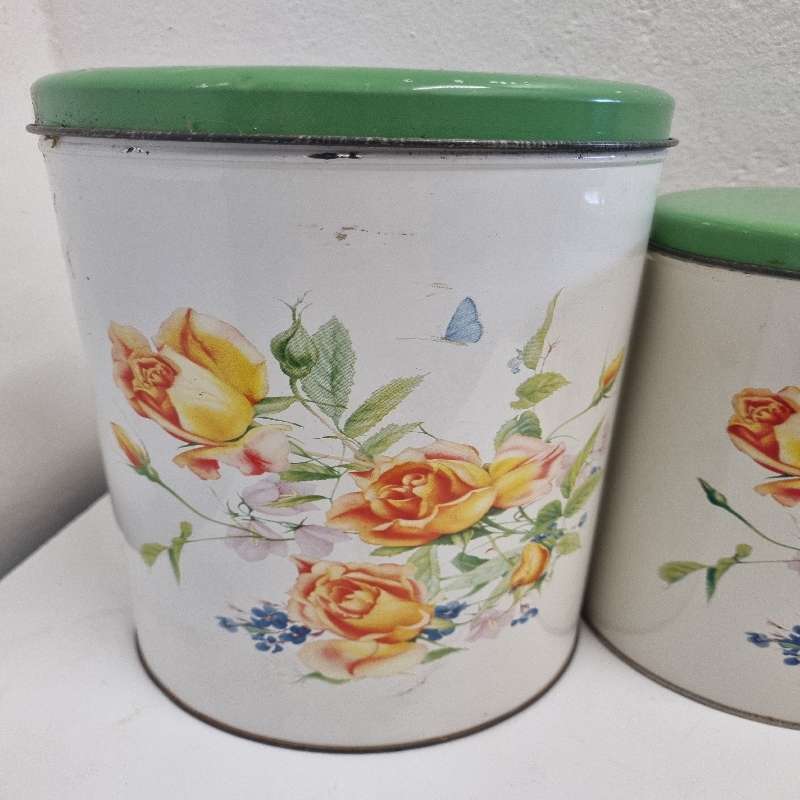 Set of 4 Vintage Goodhope Ware Tins - Floral Detail - Just Beautiful!!