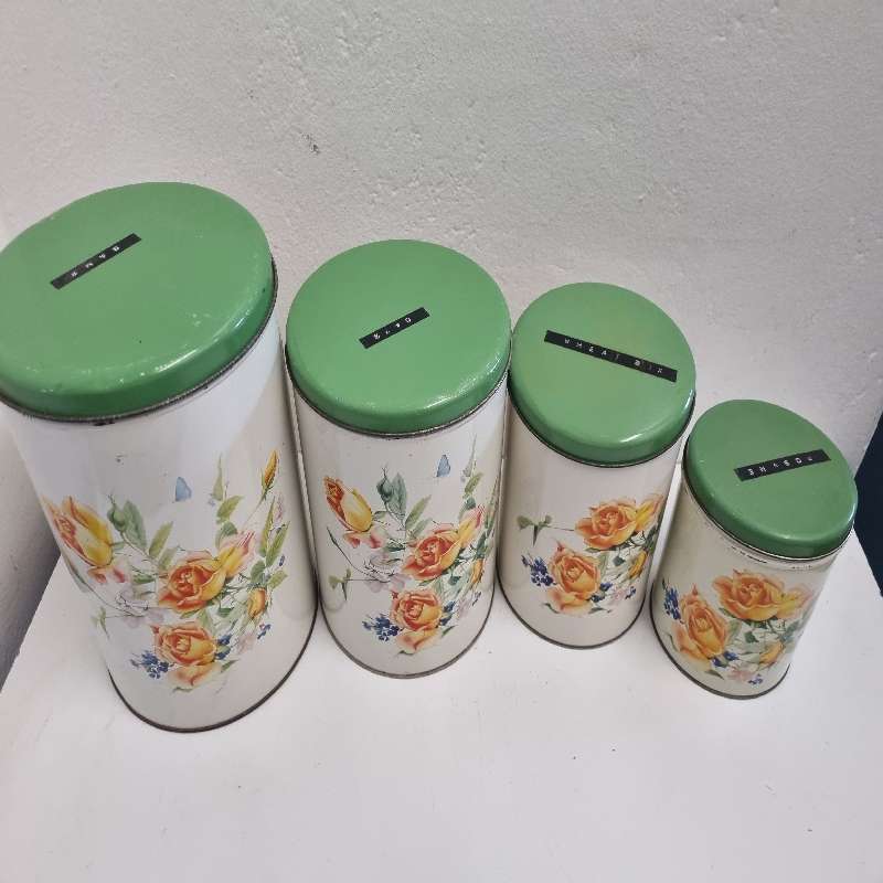 Set of 4 Vintage Goodhope Ware Tins - Floral Detail - Just Beautiful!!