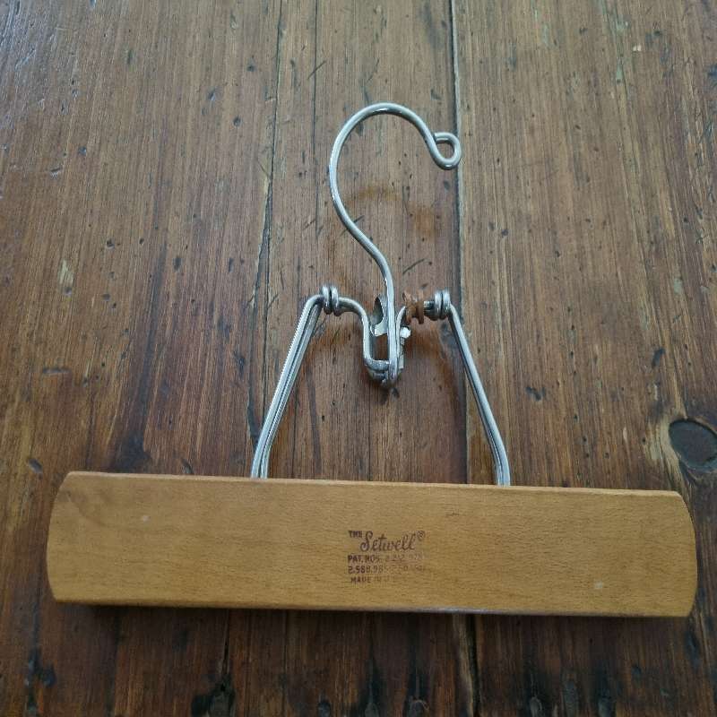 Vintage Wooden Hanger - The Setwell Hanger - Made in USA - Trouser Hanger