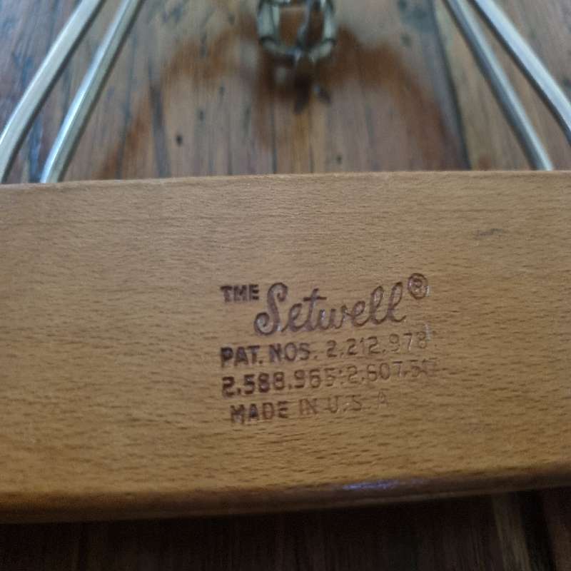 Vintage Wooden Hanger - The Setwell Hanger - Made in USA - Trouser Hanger