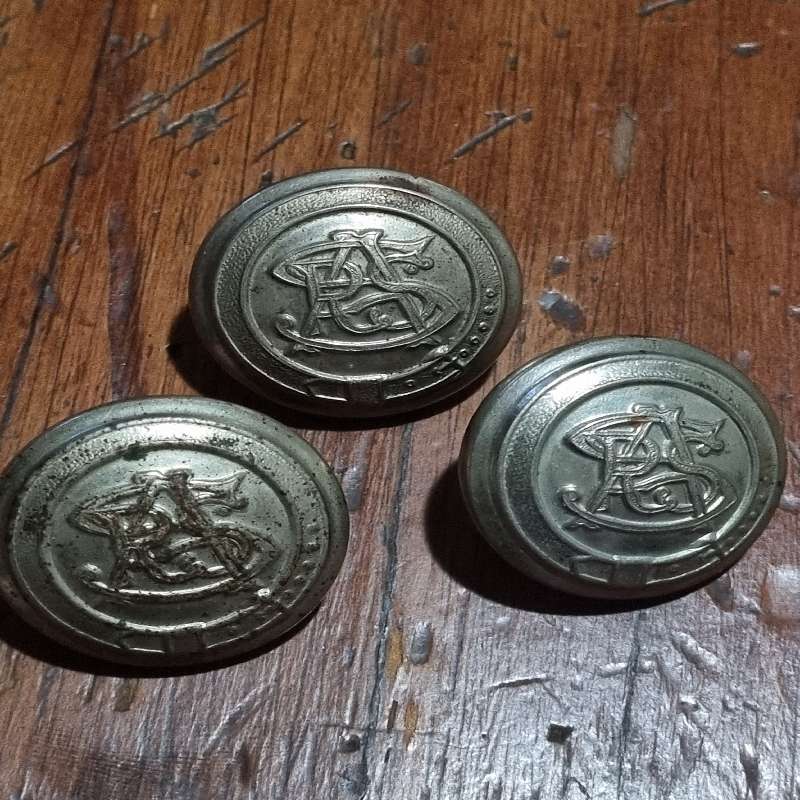 3 x Large Old South African Railway Buttons - SAR