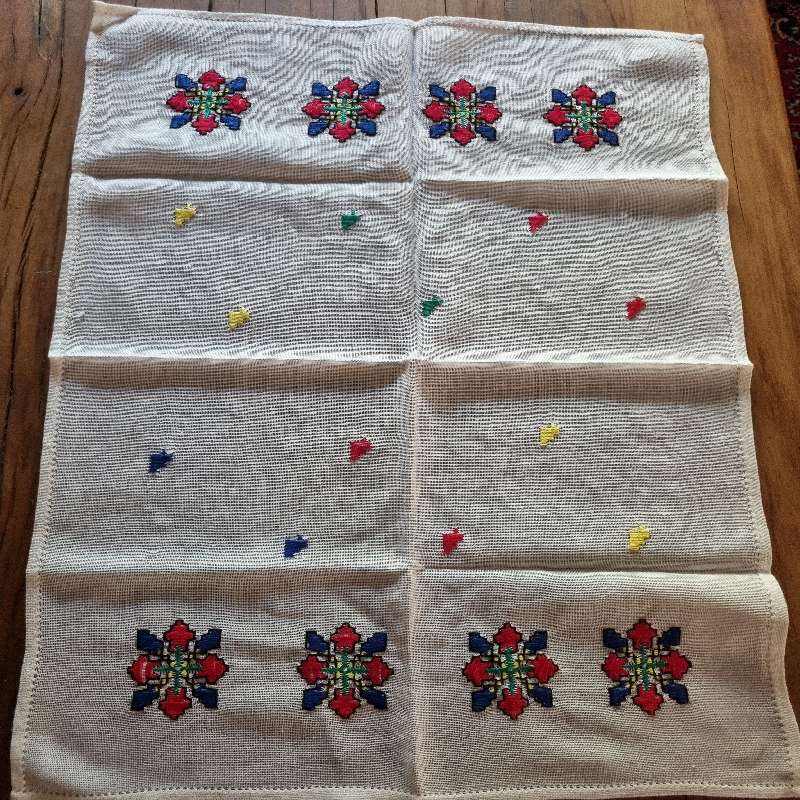 Vintage Embroidered Tea Tray Cloth