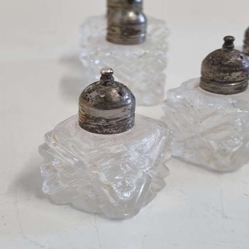 6 x Vintage Cut Glass Salt / Pepper pots - Made in Japan