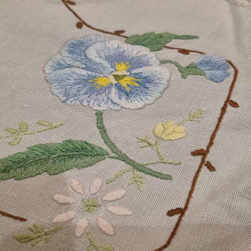 Vintage Embroidered Tea Tray Cloth