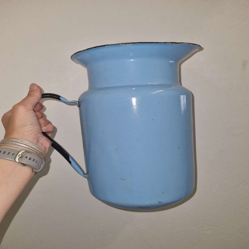 Large Vintage Enamel Jug - Blue