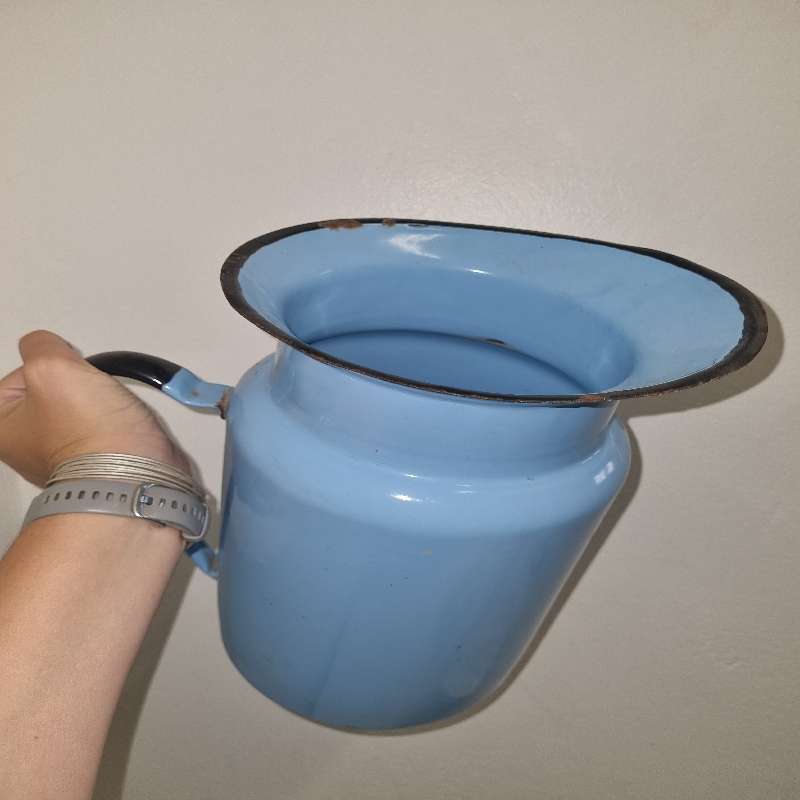 Large Vintage Enamel Jug - Blue