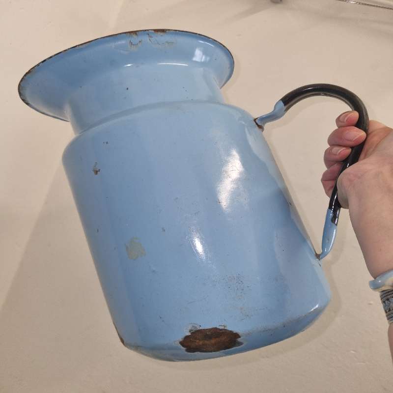 Large Vintage Enamel Jug - Blue
