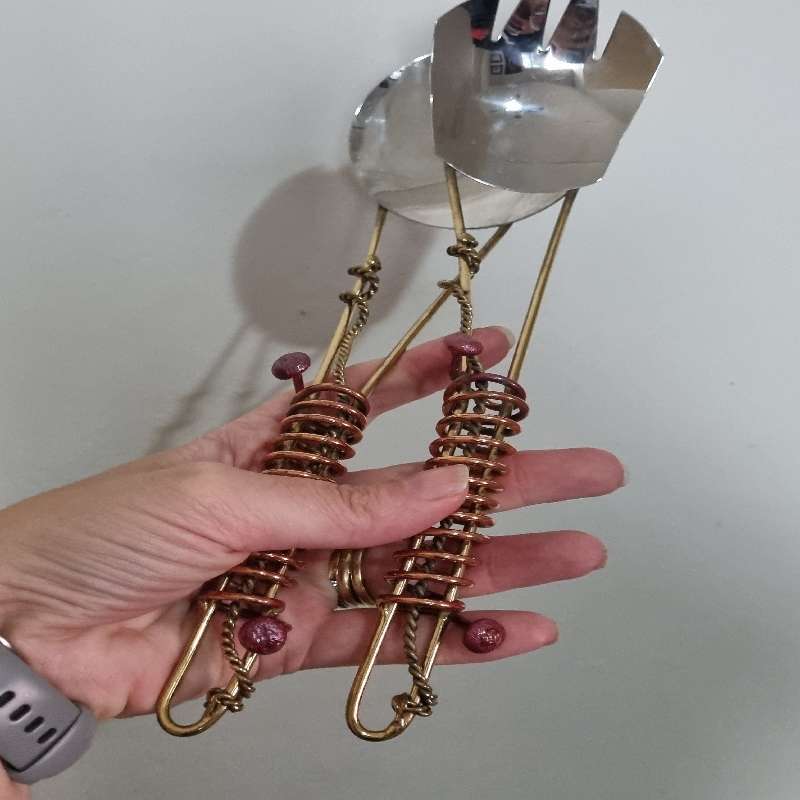 Handcrafted Copper & Brass Salad Server Set by Creative Copper