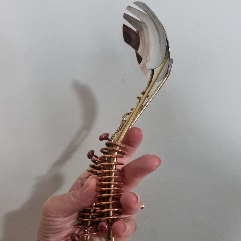 Handcrafted Copper & Brass Salad Server Set by Creative Copper