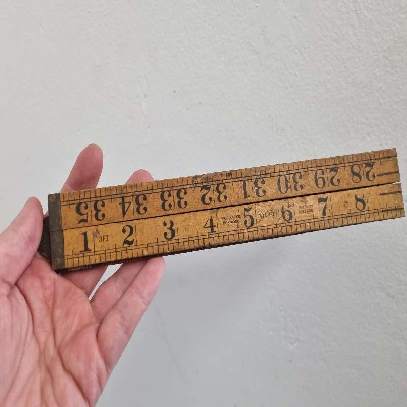 Antique Sybren Warranted Boxwood And Brass Ruler Made in Holland