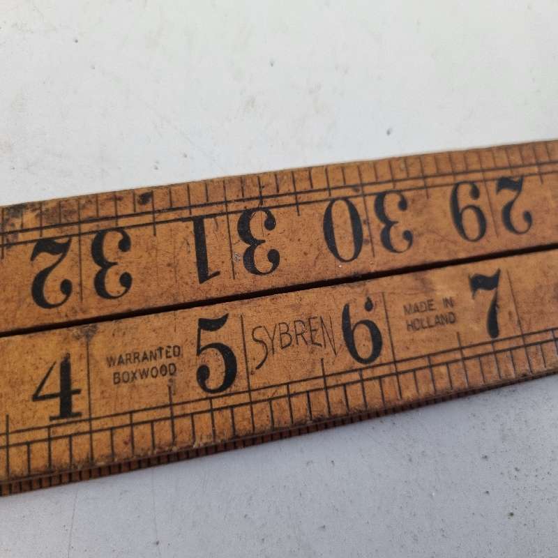Antique Sybren Warranted Boxwood And Brass Ruler Made in Holland