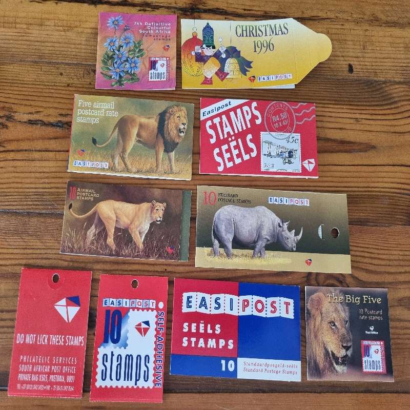 10 x Postage stamp booklets, incl. Big Five