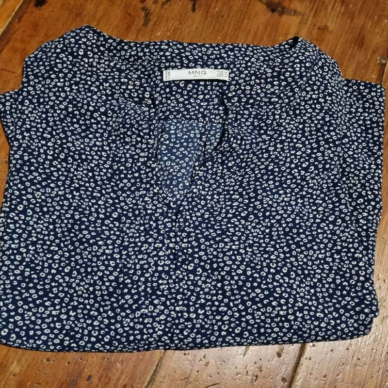 Mango Shirt - Size M - Navy and white