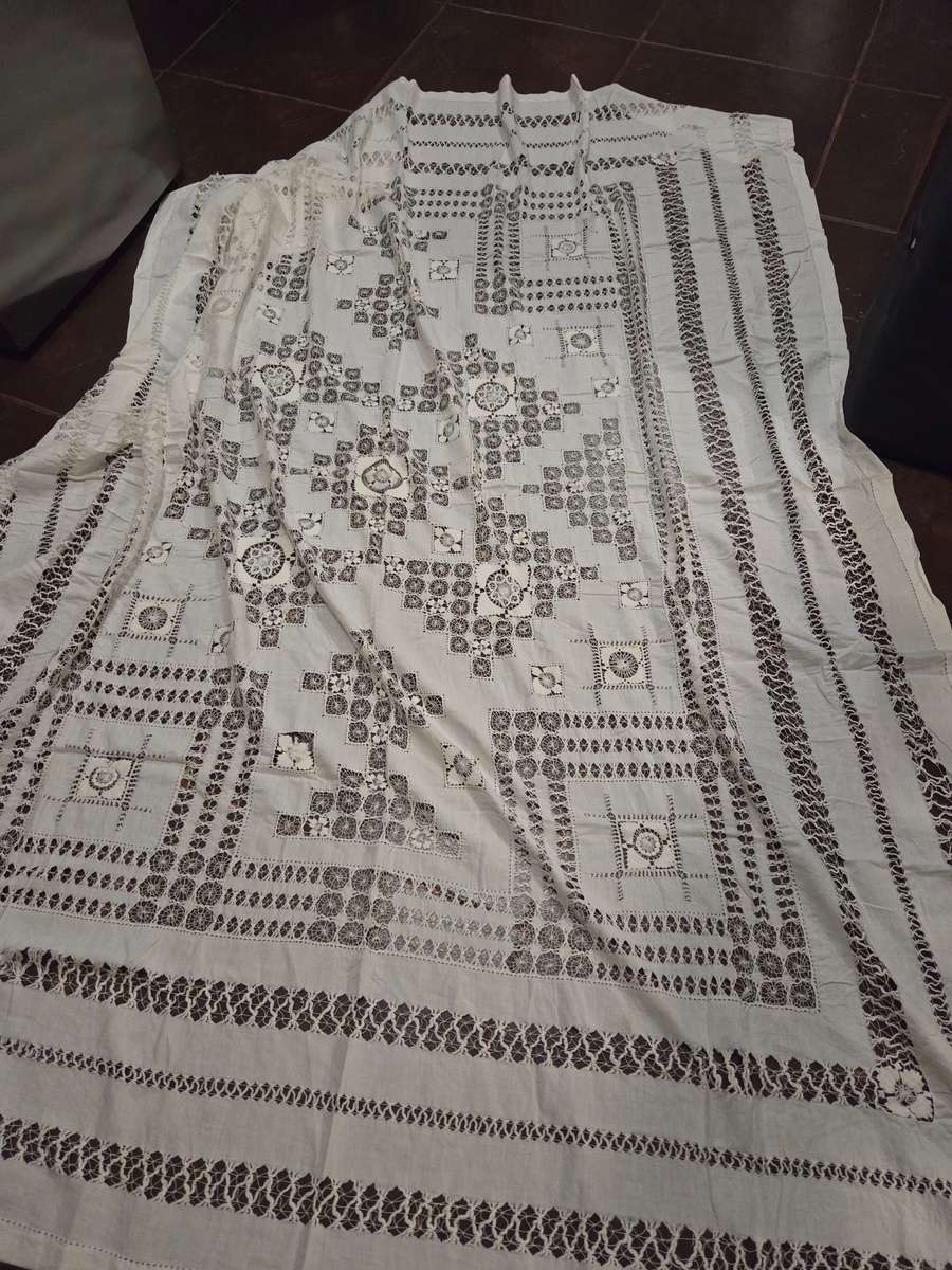 Very large beautiful Vintage Tablecloth Some minor imperfections  Size - 2.5m x 2m