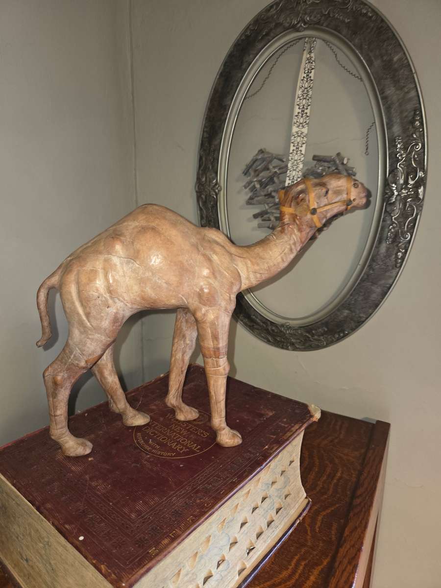 Large Vintage Leather Wrapped Camel - Great Detail