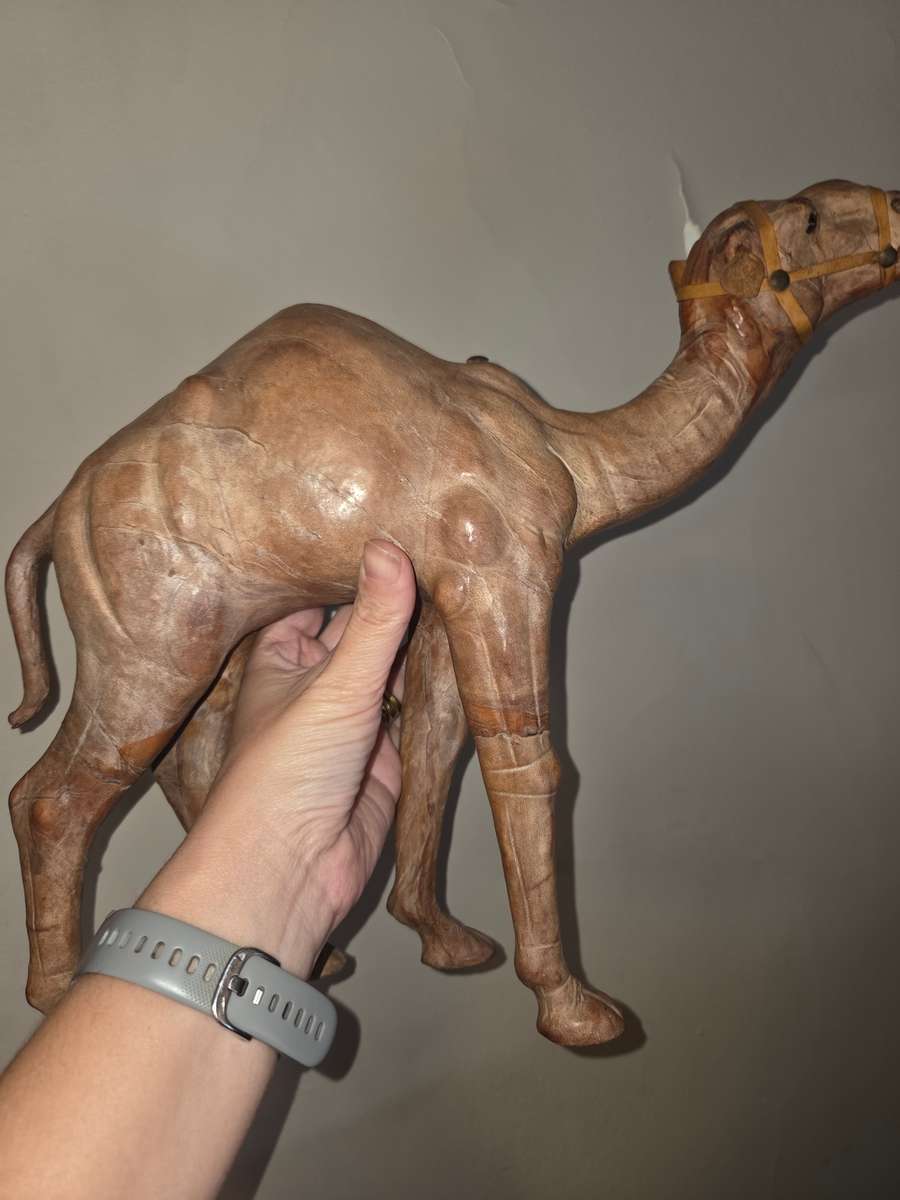 Large Vintage Leather Wrapped Camel - Great Detail