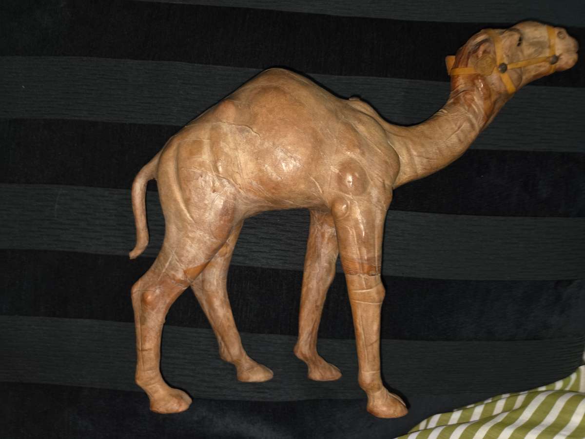 Large Vintage Leather Wrapped Camel - Great Detail