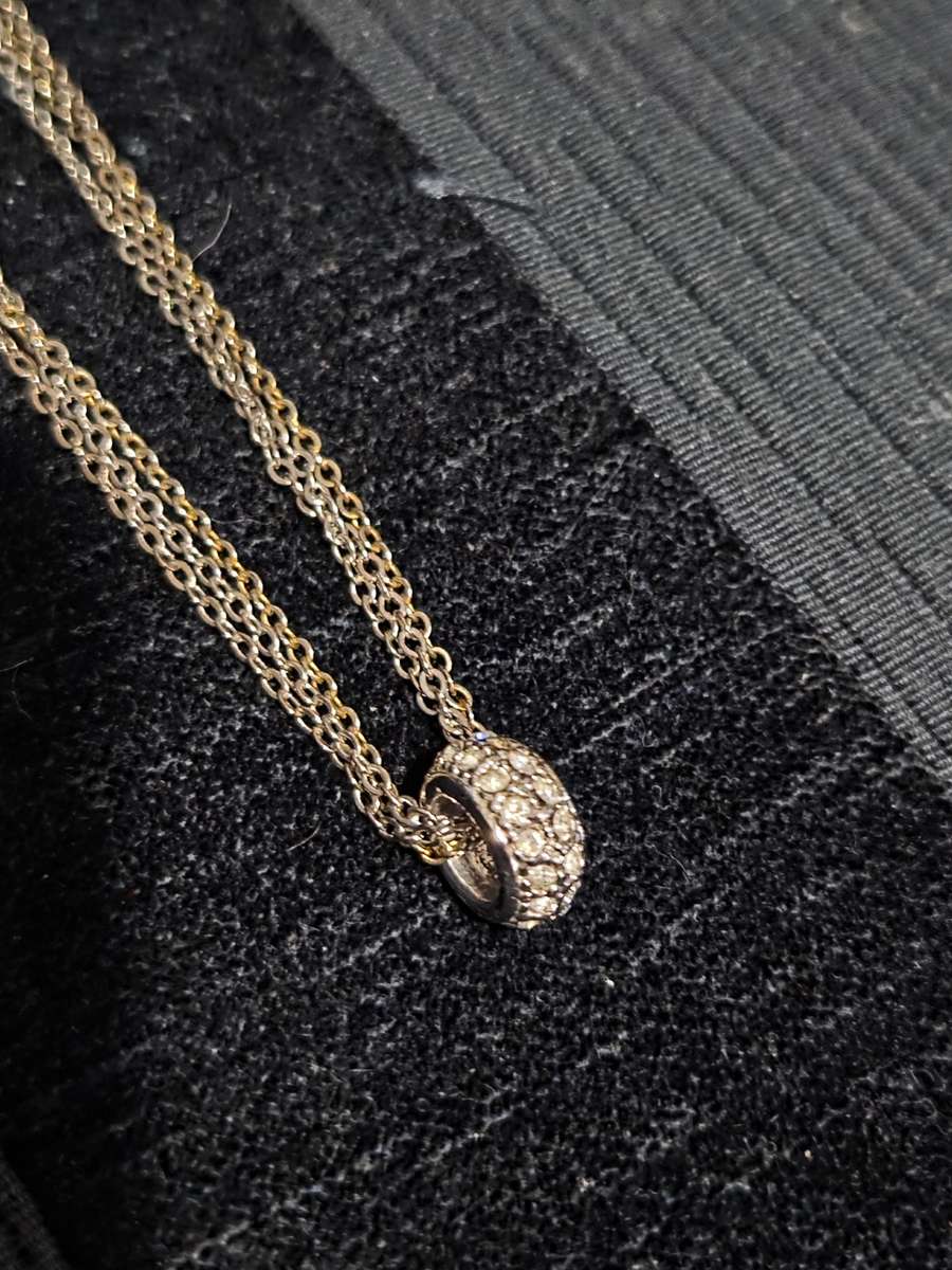 18K Rolled Gold Plated necklace and pendant - white gold