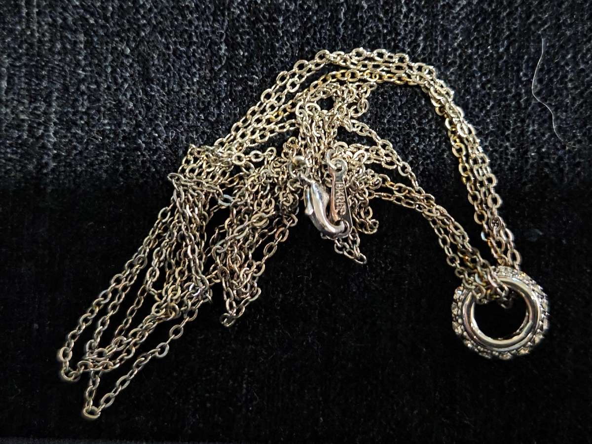 18K Rolled Gold Plated necklace and pendant - white gold