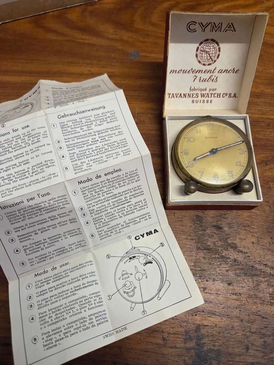 Vintage Cyma Alarm Clock - Swiss Made - In Original box