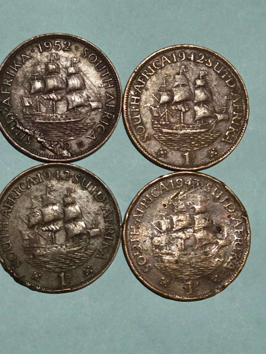 4 x 1D Coins - Vintage Coins - 2 x 1942, 1943, 1952
