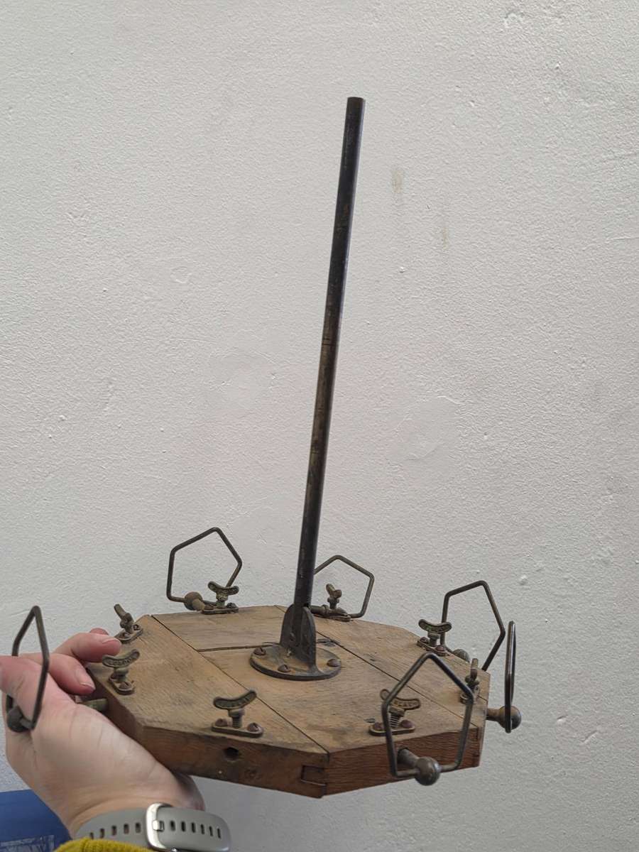 Antique Finlay Tool / Wood and metal item - Not sure but think is was used for stringing rope?