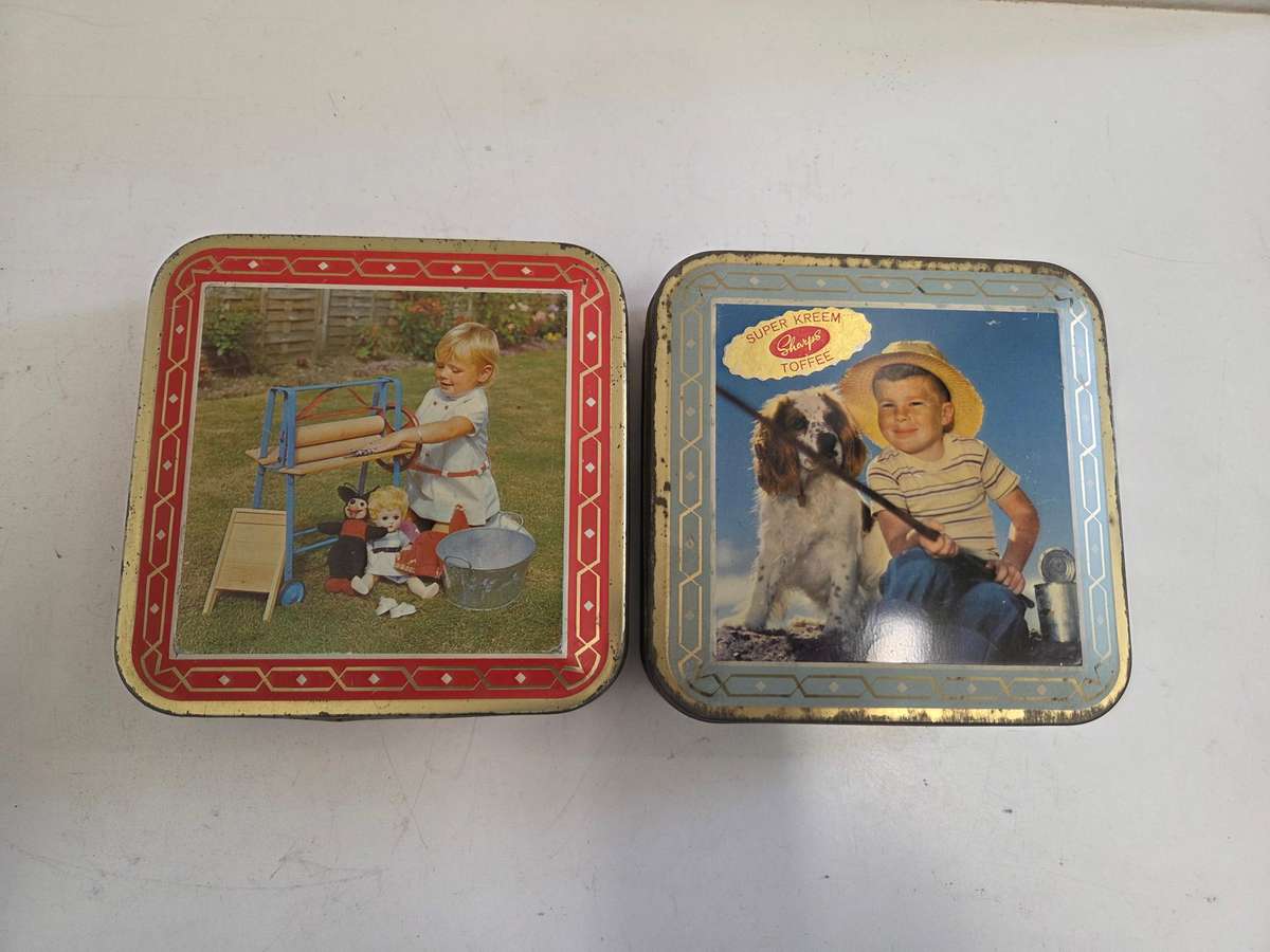 2 x Vintage Edward Sharp Tins - 13.5cm x 13.5cm each