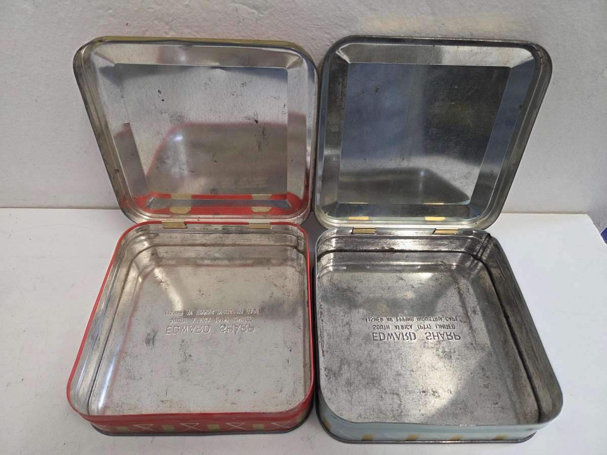 2 x Vintage Edward Sharp Tins - 13.5cm x 13.5cm each