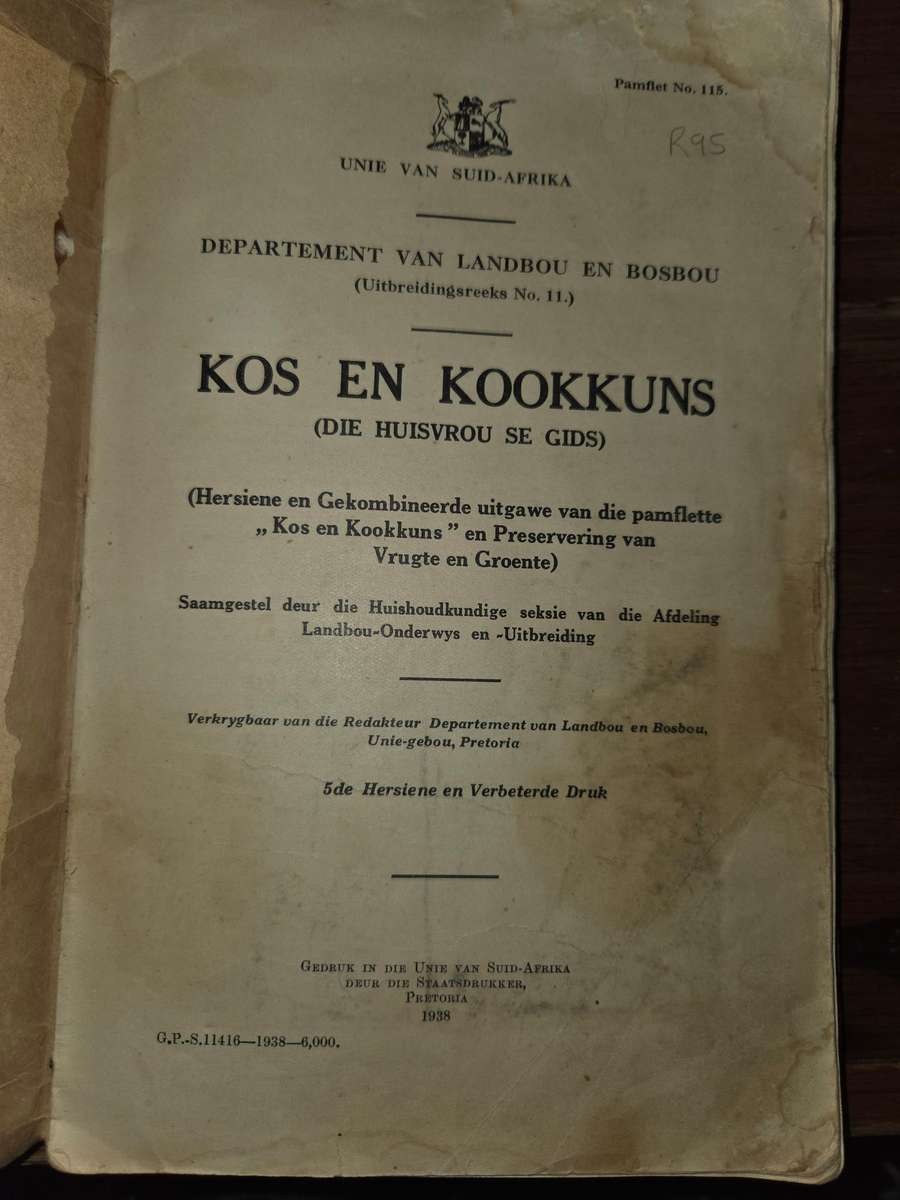 Kos en Kookkuns - 1938 - Departement van Landbou en Bosbou
