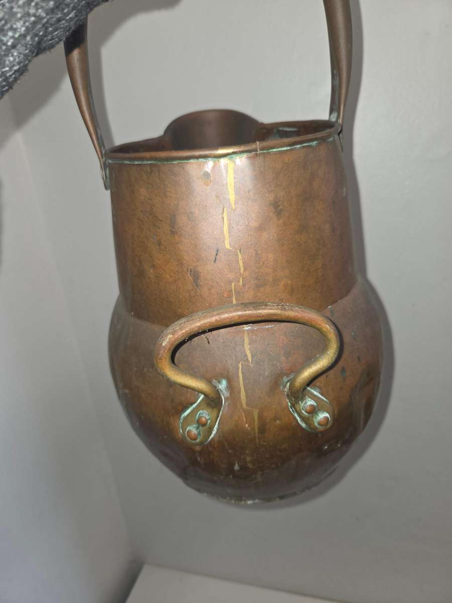 Beautiful Large Vintage Brass / Copper Jug with two handles - Lots of character Height - 25cm