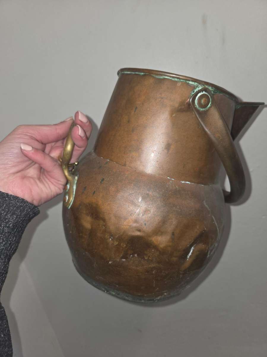 Beautiful Large Vintage Brass / Copper Jug with two handles - Lots of character Height - 25cm