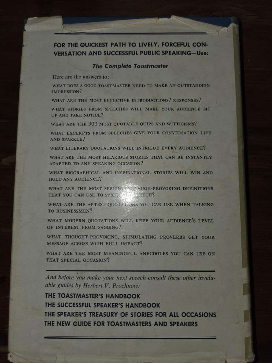 The Complete Toastmaster - Treasury of over 2500 stories, quotes, etc - Hervert V Prochnow