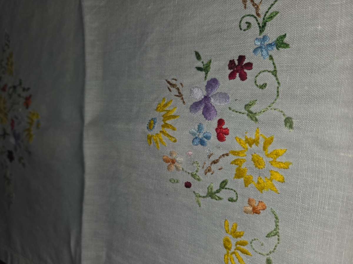 Vintage Embroidered Tea Tray doily