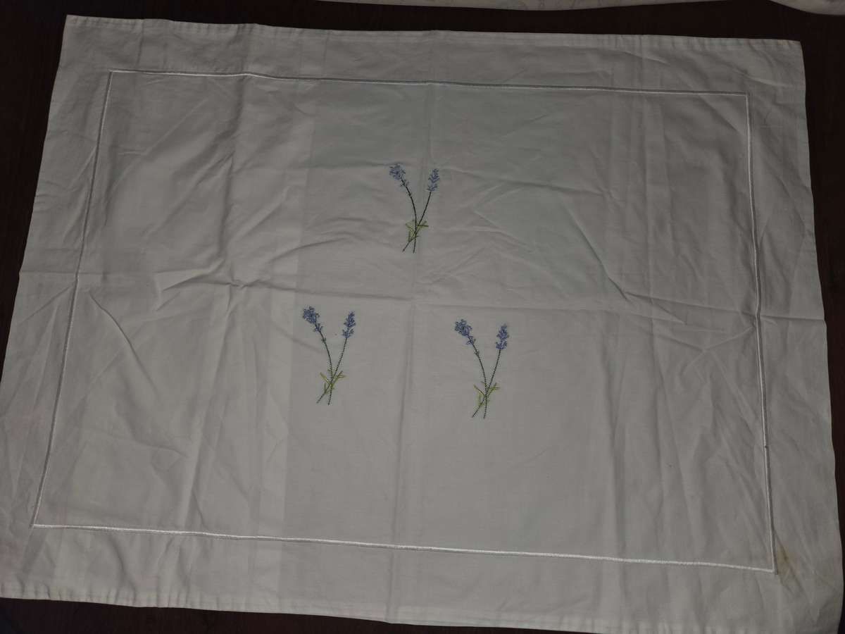 Willowbrook Cotton Company pillow case with lavender embroidered detail - 100% cotton