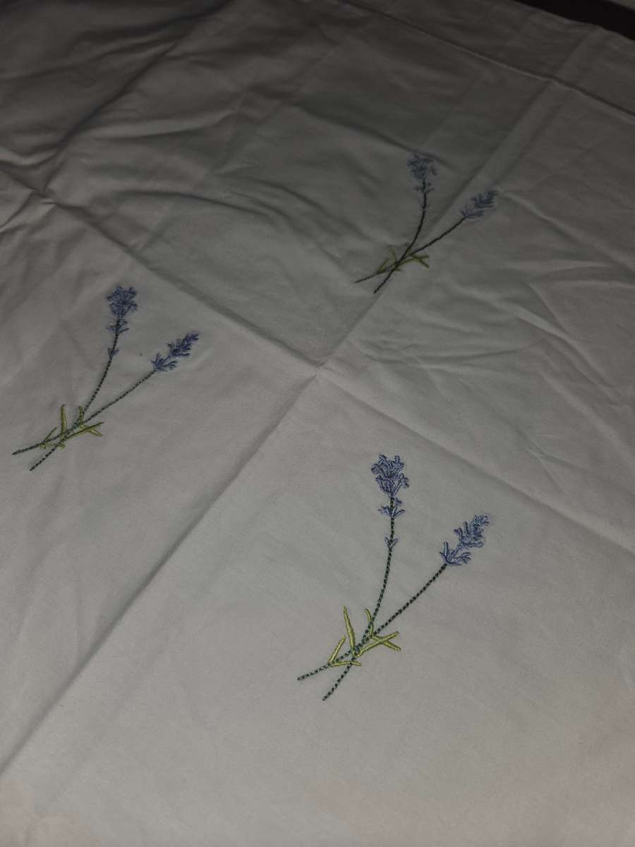 Willowbrook Cotton Company pillow case with lavender embroidered detail - 100% cotton