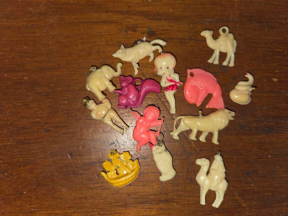 Vintage Celluloid Lucky Packet Charms including 1940's Betty Boop Charm