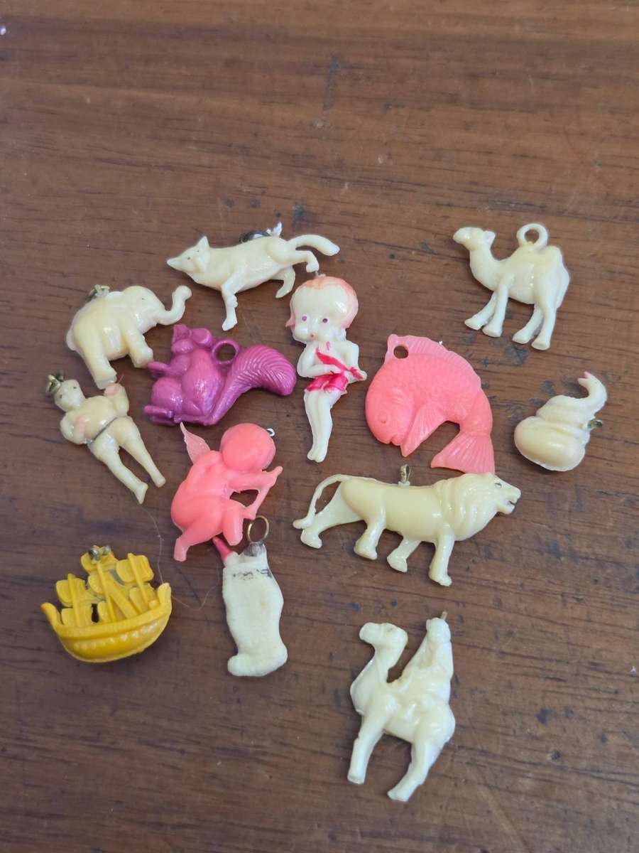 Vintage Celluloid Lucky Packet Charms including 1940's Betty Boop Charm