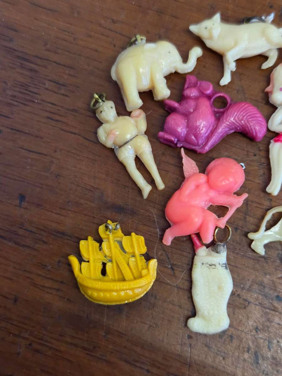 Vintage Celluloid Lucky Packet Charms including 1940's Betty Boop Charm