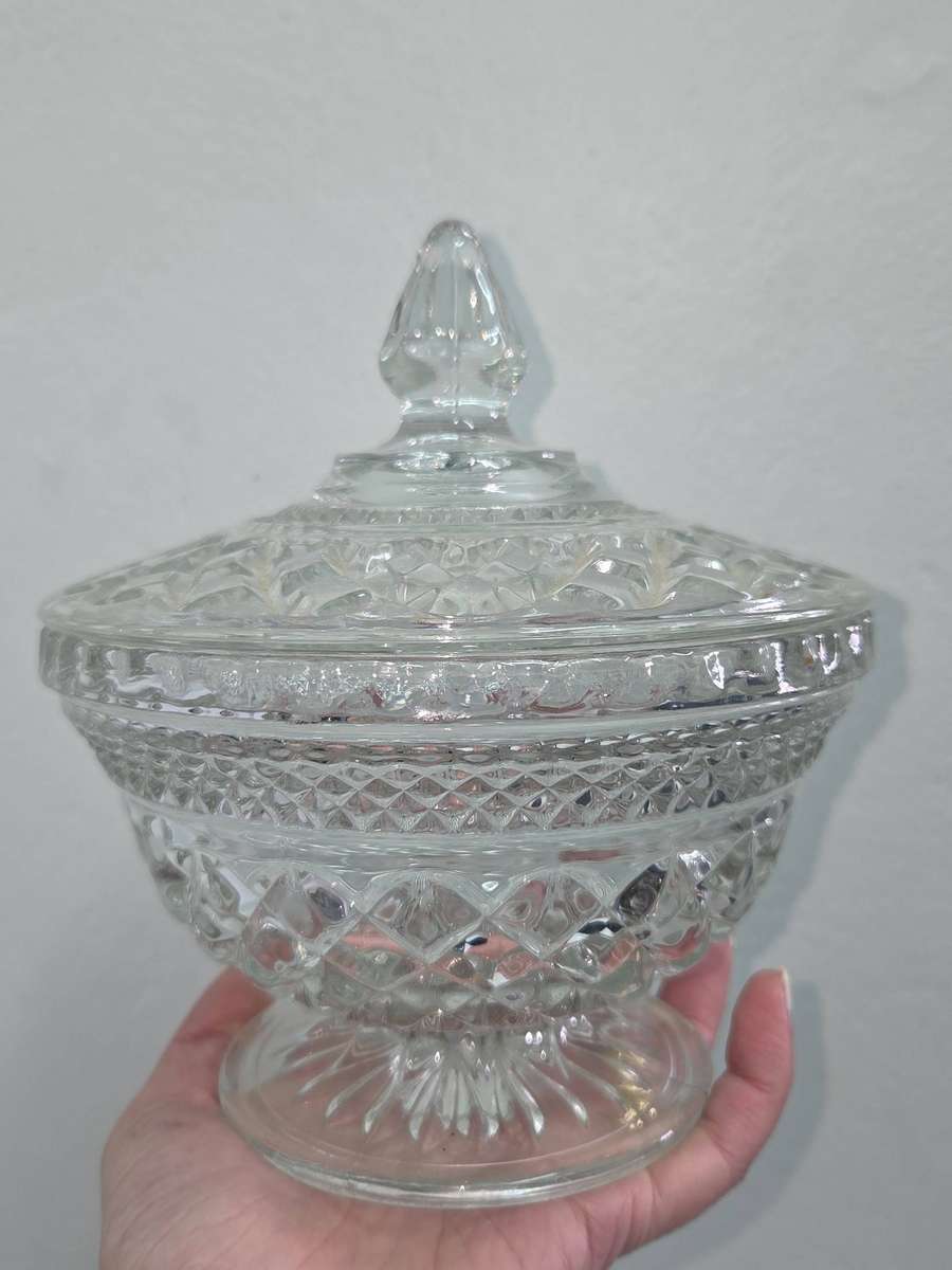 Beautiful Vintage Glass Container with Lid