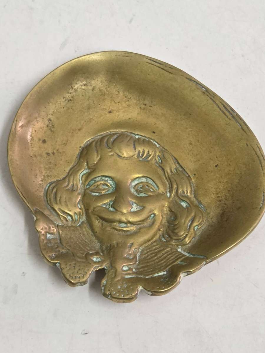 Small Vintage Solid Brass Ashtray - French Musketeer