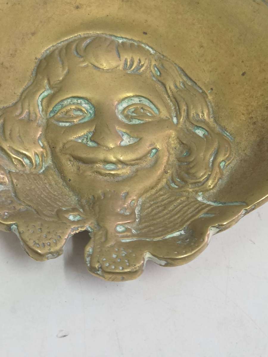 Small Vintage Solid Brass Ashtray - French Musketeer