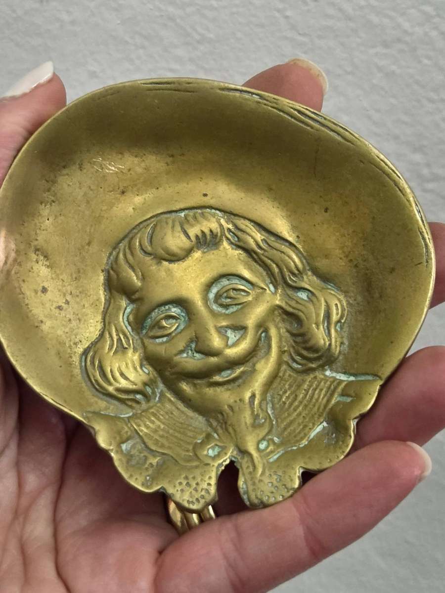 Small Vintage Solid Brass Ashtray - French Musketeer