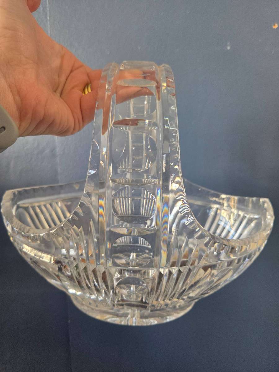 Beautiful Large heavy cut glass basket