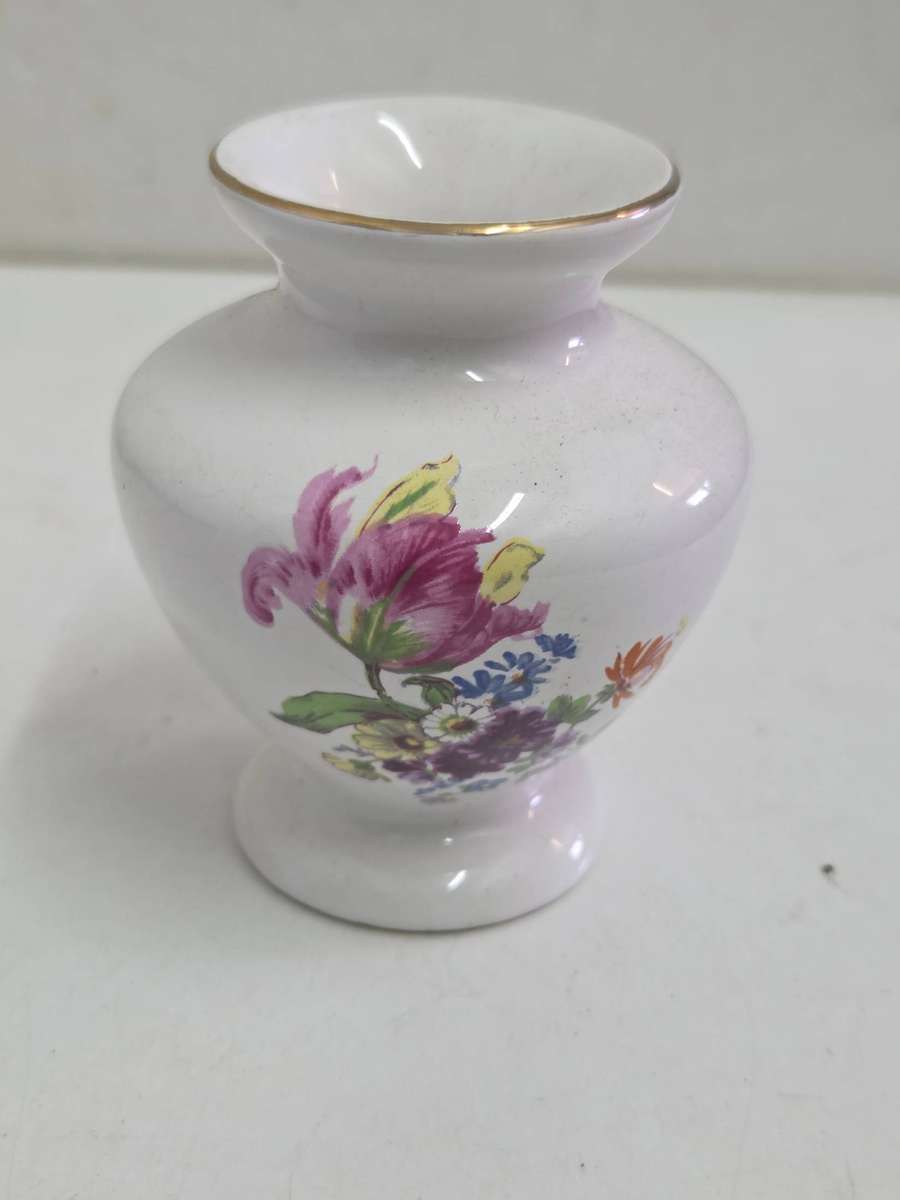 Small Vintage Hand Decorated Vase - Height - 9cm
