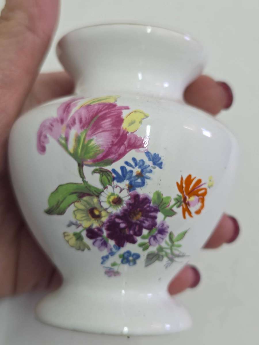 Small Vintage Hand Decorated Vase - Height - 9cm