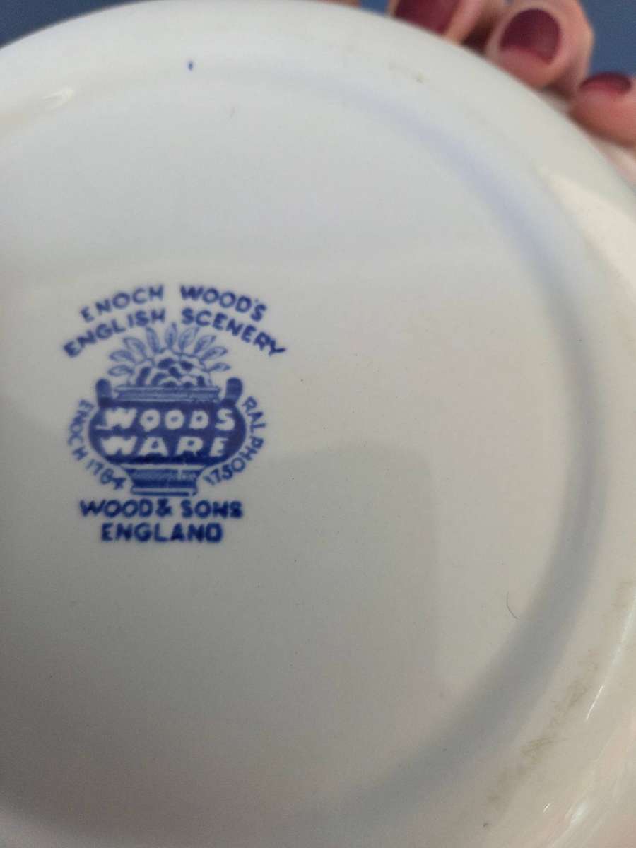 Vintage Wood & Sons Soup bowl - Blue and white Woodsware English Scenery bowl