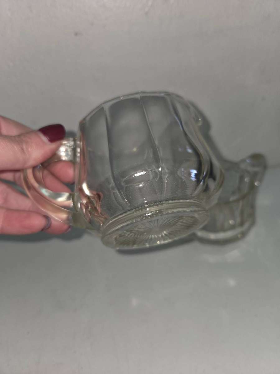 Matching Glass Milk jug and sugar bowl Heavy Glass Great quality