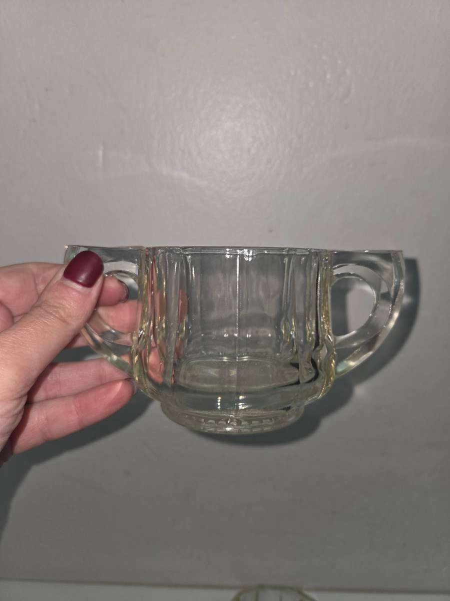 Matching Glass Milk jug and sugar bowl Heavy Glass Great quality